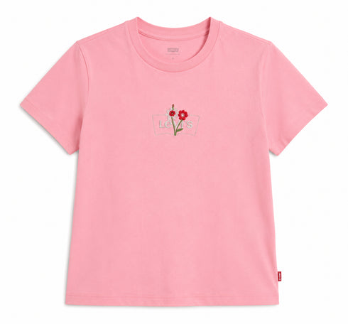 Levi’s Damen T-Shirt Rosa mit gesticktem Blumenlogo