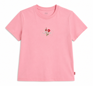 Levi’s Damen T-Shirt Rosa mit gesticktem Blumenlogo